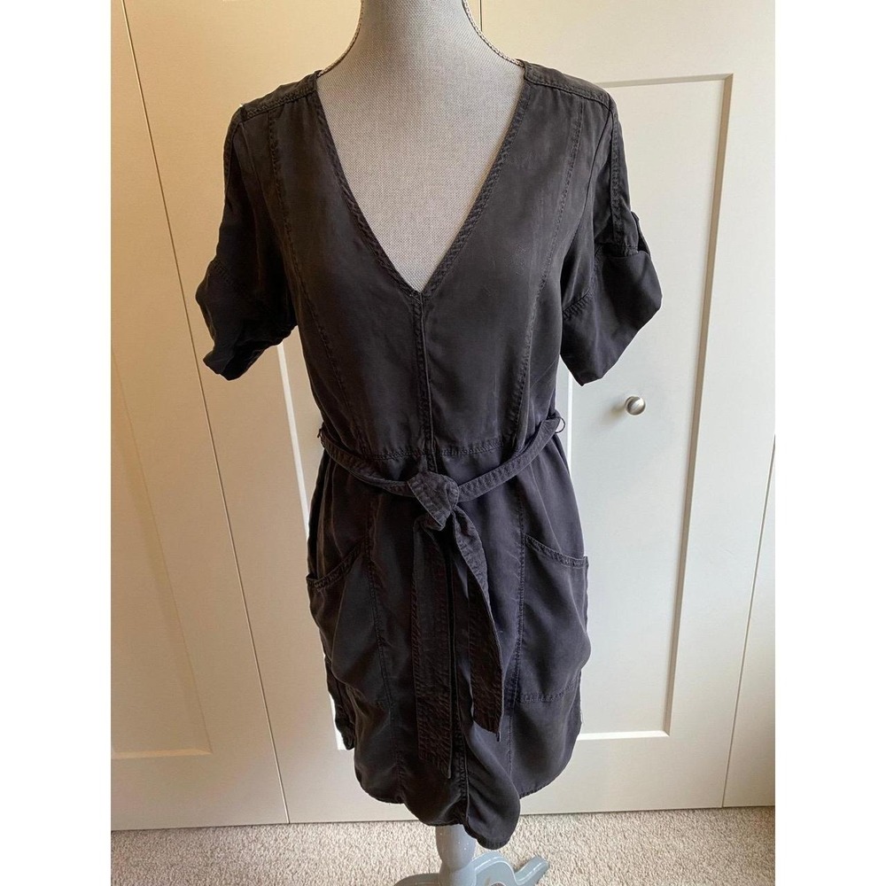 Anthropologie Pilcro Letterpress Dress Black Lyocell Small Black-Grey R1